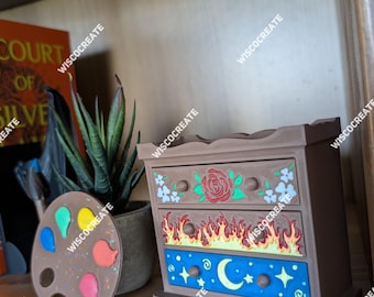 ACOTAR Mini Dresser, Paint Pallet and Brush Decor