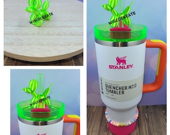 Balloon Dog Neon Stanley Straw Topper Collection