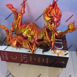 Fire Sprite Bookshelf Statue or Book Display Stand