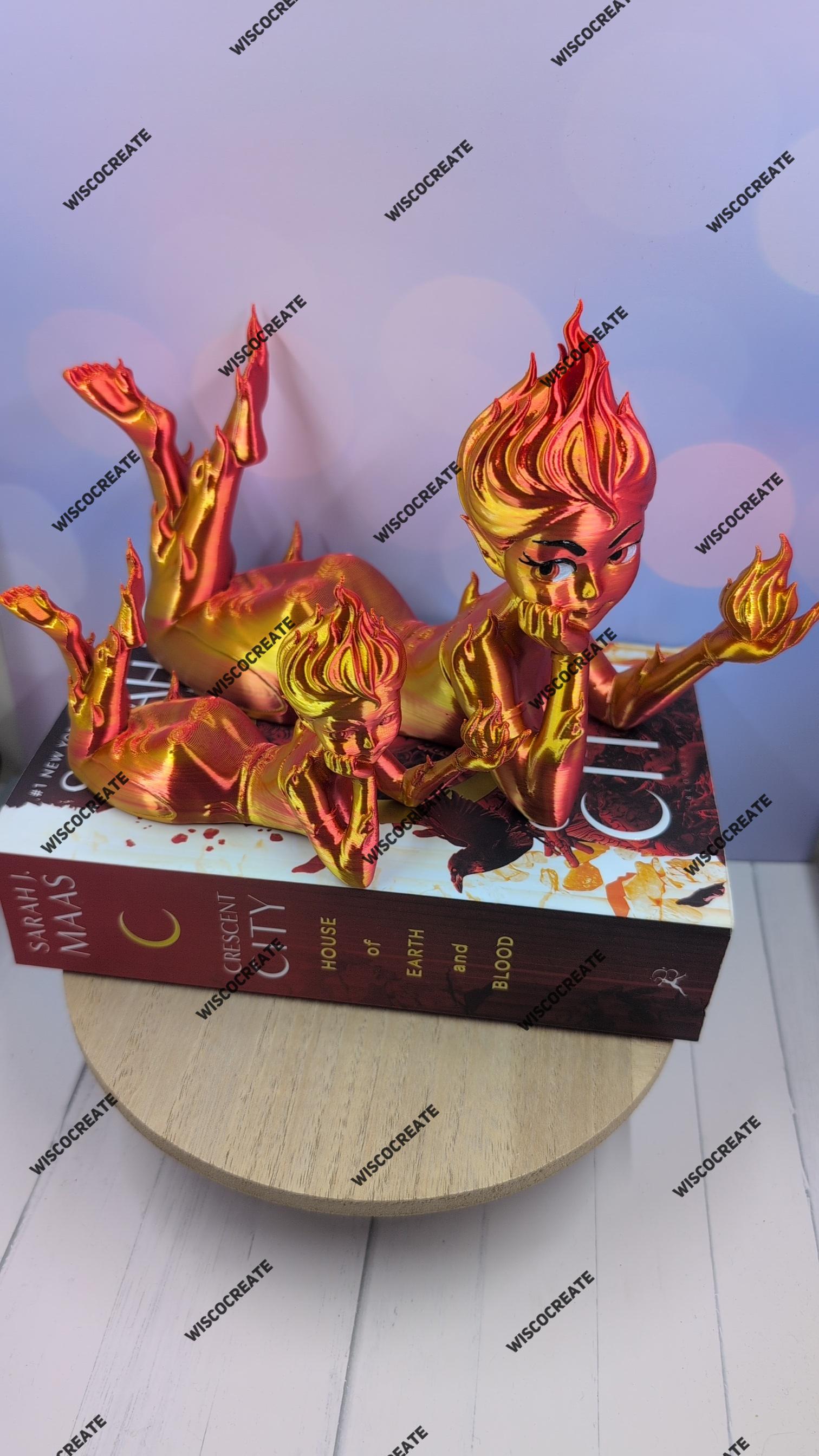 Fire Sprite- Bookshelf Statue, Book Display Stand, Library Decor