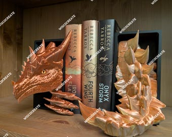 Sun Dragon Bookends – Fantasy Dragon Shelf Decor for Book Lovers and Fantasy Readers