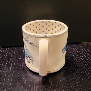 Vintage Anthropologie Sketchbook "Bon Voyage" Mug, Car Sketch with Blue Polka Dots, Stoneware, Ceramic Cup, Travel Bug, Cottage core Bild 9