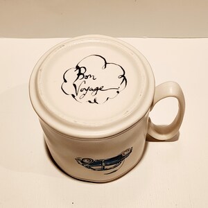 Vintage Anthropologie Sketchbook "Bon Voyage" Mug, Car Sketch with Blue Polka Dots, Stoneware, Ceramic Cup, Travel Bug, Cottage core Bild 4