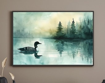 Loon Print Loon Decor Loon Watercolor Painting Loon Wall Art Minnesota Lake Art Minnesota Lakes Print Minnesota Art Print Minnesota Gifts MN