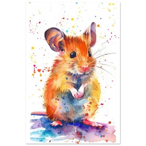 Watercolor Mouse Nursery Art Colorful Mouse Print Animal Wall Art for Kids Room Pop Art Mouse Decor