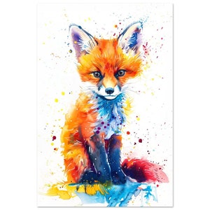 Watercolor Fox Nursery Art Colorful Fox Print Animal Wall Art for Kids Room Pop Art Fox Decor