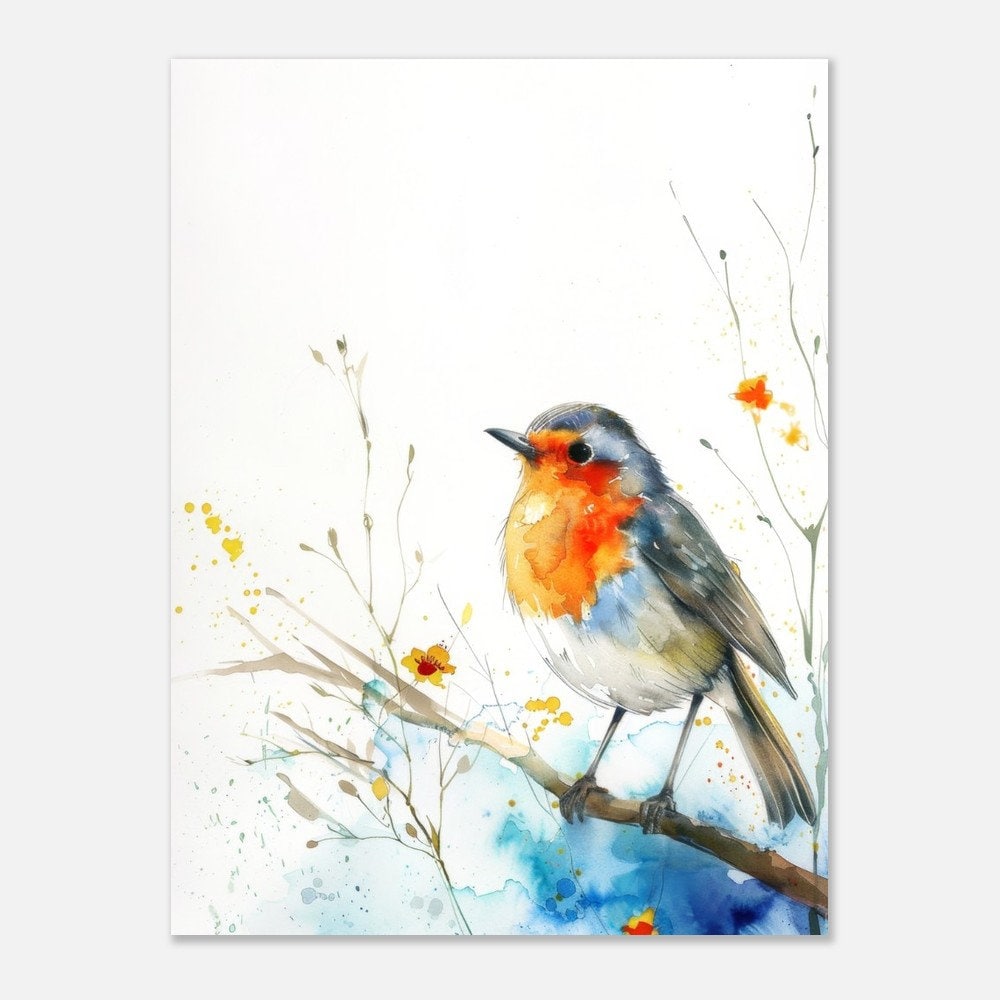 Robin Watercolor Print Bird Painting Modern Home Decor Rustic Wall Art ...
