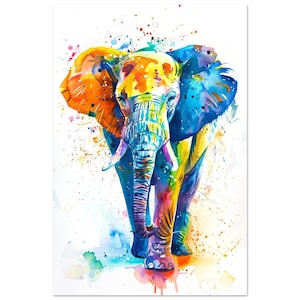 Watercolor Elephant Nursery Art Colorful Elephant Print Animal Wall Art for Kids Room Pop Art Elephant Decor Baby Elephant Wall Art