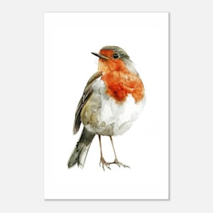 Robin aquarel print vogel schilderij minimalistisch modern interieur kunst aan de muur boerderij wildlife decor vogelaar cadeau voor vogelliefhebber