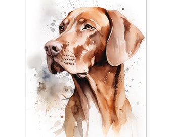 Vizsla Art Print Watercolor Painting Portrait for Dog Mom Dog Dad Gift Dog Lover Dog Memorial Gift Home Decor Hungarian Vizsla Remembrance