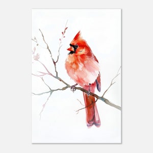 Kardinal Aquarell Druck Vogel Gemälde Modernes Wohndekor Winter Weihnachten Wand Kunst Bauernhaus Dekor Vogelbeobachter Geschenk für Vogelliebhaber