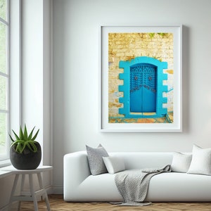 A blue synagogue door in Safed