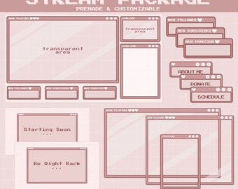 Pink pixel twitch overlay twitch stream package animated overlay twitch package twitch overlay package obs stream overlay webcam overlay