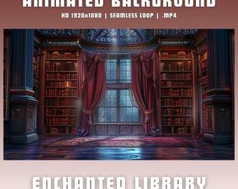 Enchanted library vtuber background vtuber animated background animated twitch overlay cozy twitch overlay vtuber overlay stream overlay