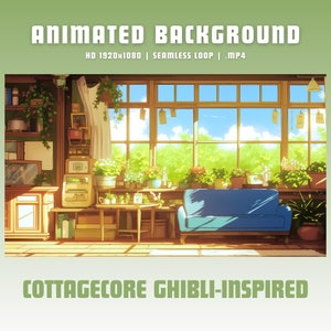 Animated background cottagecore vtuber background twitch overlay obs overlay cozy twitch overlay stream background studio ghibli inspired