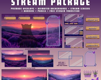 Purple Valley Animiertes Twitch Stream Paket: Overlays, Banners (Digitaler Download)