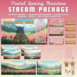 Pink animated twitch stream package animated twitch overlays cute overlay twitch package vtuber stream pack stream overlay vtuber overlay