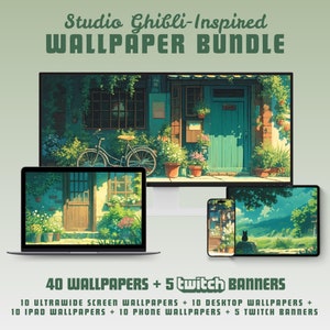 Sfondo ispirato allo Studio Ghibli Sfondo desktop Ghibli Sfondo Macbook Sfondo desktop Banner Twitch Sfondo iPad Sfondo telefono