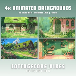 4x vtuber backgrounds cottagecore vtuber animated background cozy twitch overlay twitch animated overlay lofi vtuber overlay obs overlay