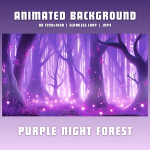 Purple vtuber background witch vtuber animated background purple night twitch overlay lofi vtuber streaming overlay cozy twitch overlay