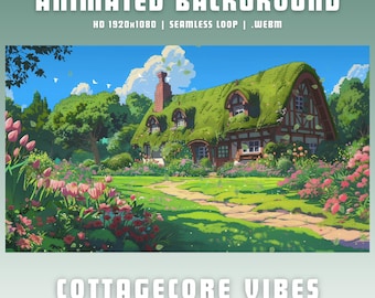 Vtuber background cottagecore vtuber animated background cozy twitch overlay twitch animated overlay lofi vtuber overlay ghibli obs overlay
