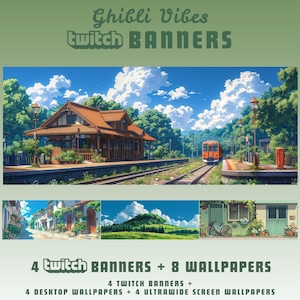 Ghibli vibes twitch banner confortable twitch banner lofi ultrawide wallpaper fond d&#39;écran studio ghibli fond d&#39;écran anime