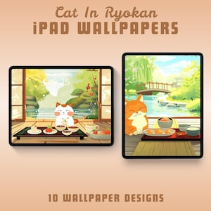 Cat in ryokan ipad wallpaper tablet wallpaper kawaii ipad background cat wallpaper colorful wallpaper whimsical wallpaper ipad lockscreen