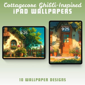 Cottagecore ipad wallpaper lofi ipad background tablet wallpaper anime wallpaper green wallpaper studio ghibli art inspired ghibli wallpaper