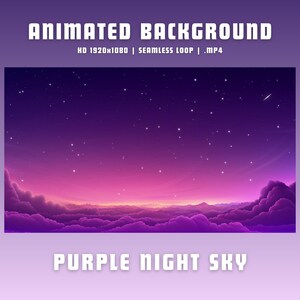 Purple vtuber background purple night sky vtuber animated background twitch overlay lofi twitch vtuber stream background cozy twitch overlay