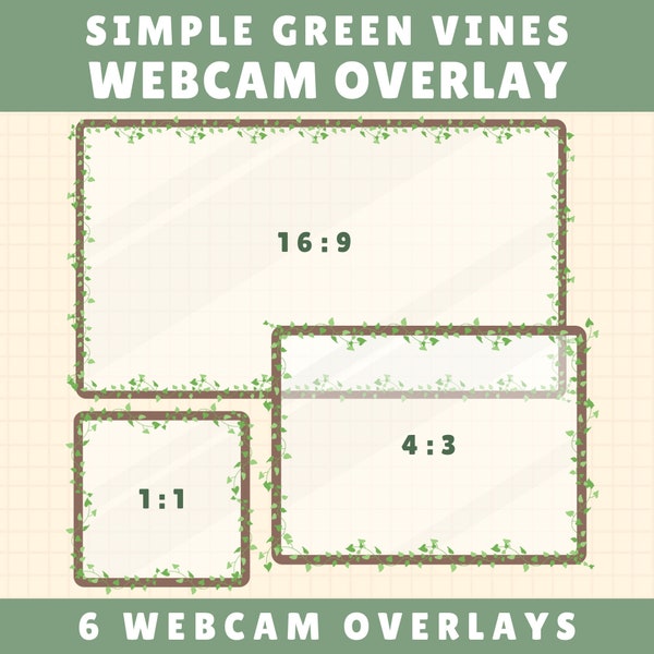 Simple green vines webcam overlay simple webcam border twitch webcam overlay green overlay minimalist overlay twitch cam overlay obs overlay