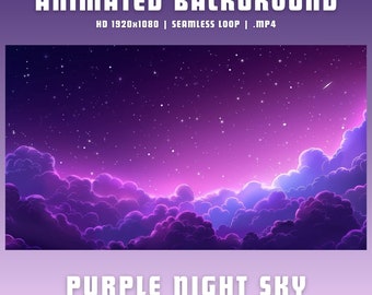Vtuber background purple night sky vtuber animated background purple twitch overlay twitch vtuber stream background twitch pngtuber overlay
