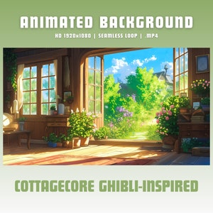 Animated background cottagecore vtuber background twitch overlay obs overlay cozy twitch overlay stream background studio ghibli inspired