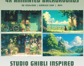 Animated backgrounds ghibli inspired twitch overlay obs overlay vtuber background cozy twitch overlay stream background lofi twitch overlay