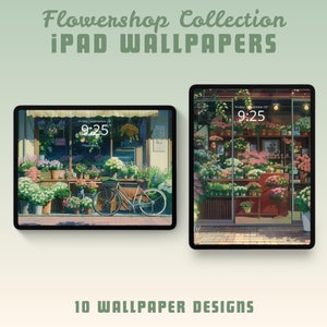 Flower shop ipad wallpaper lofi ipad background studio ghibli inspired tablet wallpaper anime wallpaper whimsical wallpaper flower wallpaper