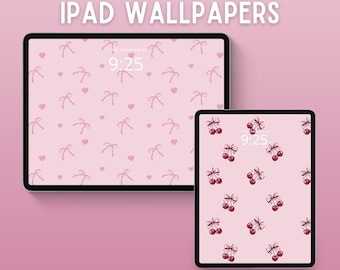 Coquette bows cherries ipad wallpaper valentines ipad background pink wallpaper coquette tablet wallpaper cute ipad lockscreen ios wallpaper