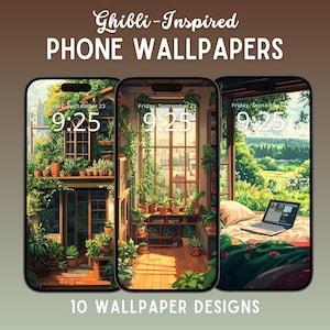 Ghibli Inspirierte Handy Hintergrundbilder: Anime iPhone & Android Hintergründe (10 Designs) (Digitaler Download)