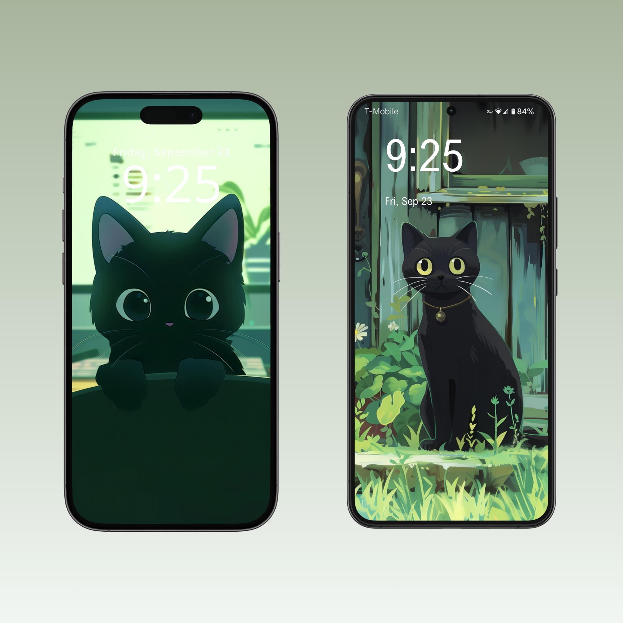Black Cats iPhone Wallpaper Download iPhone Android Phone Background ...