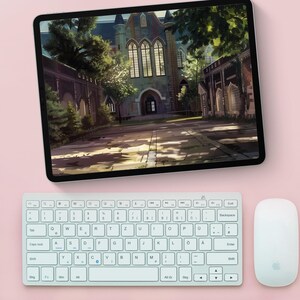 Dark academia–inspired iPad wallpaper collection featuring gothic libraries, ivy-covered courtyards, grand university halls, and autumnal campuses with warm lighting, vintage architecture, and a moody scholarly atmosphere.