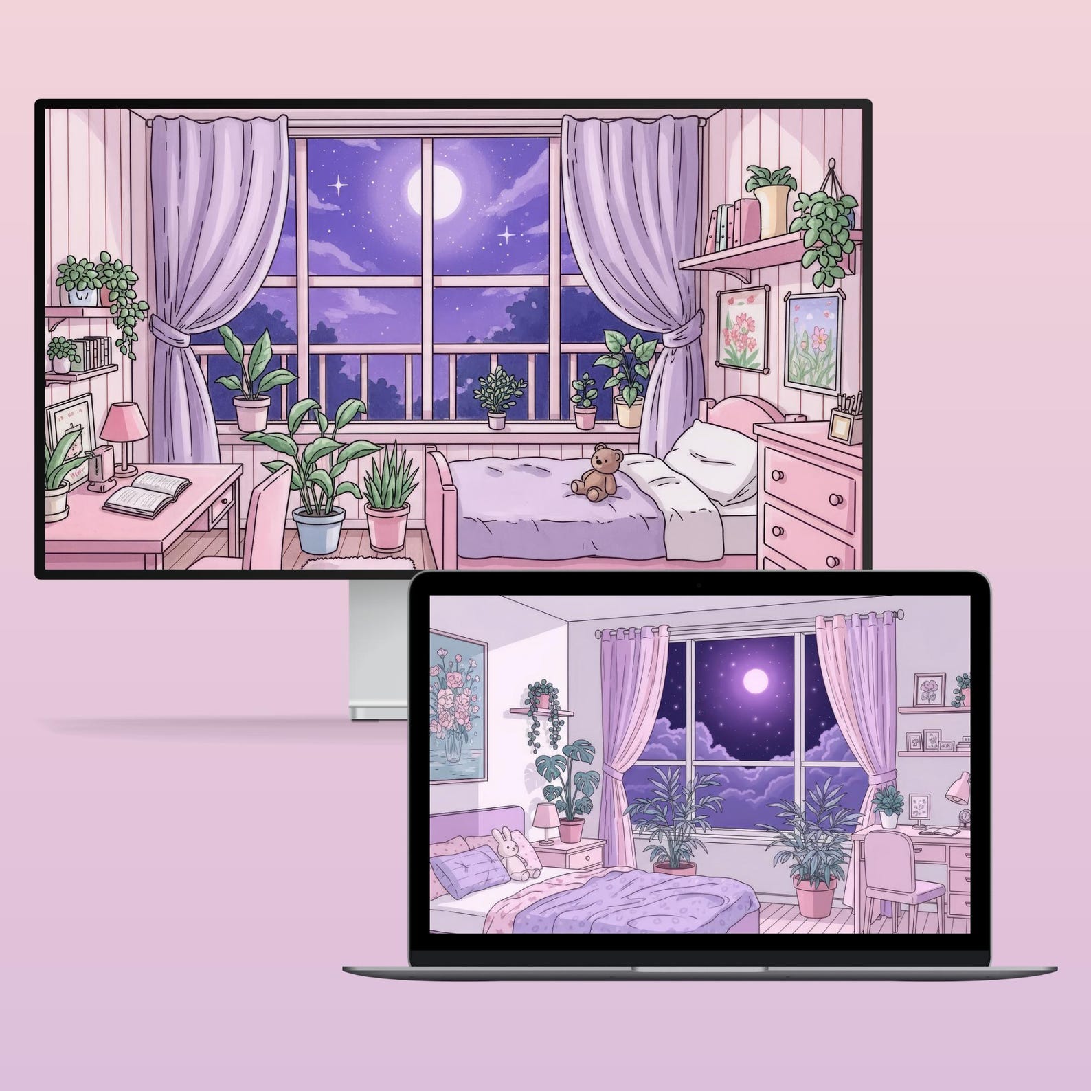 Dreamy Bedroom Desktop Wallpaper Cute Mac Wallpaper Kawaii Laptop ...