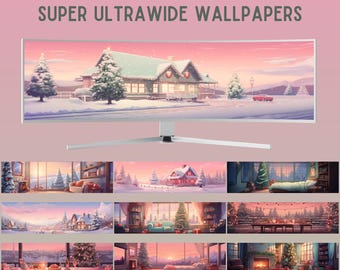 Christmas vibes super ultrawide wallpaper desktop wallpaper desktop background christmas wallpaper pink winter wallpaper lofi pc wallpaper