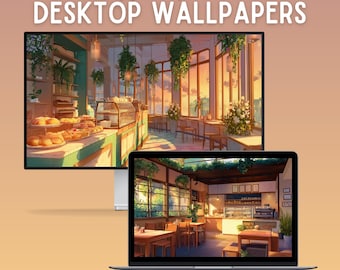 Fondo de pantalla de anime de Cozy Cafe: 10 diseños lo-fi (descarga digital)