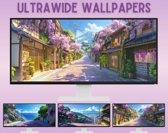 Ghibli inspiré rue japonaise papier peint ultra-large fond d'écran fond d'écran studio ghibli fond d'écran anime fond d'écran fantaisiste