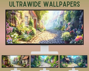 Whimsical ultrawide wallpaper cozy desktop wallpaper anime ultra wide wallpaper lofi wallpaper pc wallpaper ghibli digital wallpaper