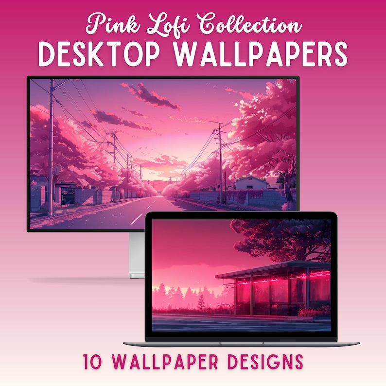 Pink Lofi Desktop Wallpaper Laptop Wallpaper MacBook Wallpaper Anime ...