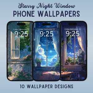 Starry night window mobile wallpaper lofi iphone android phone background anime wallpaper whimsical wallpaper iphone wallpaper download