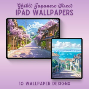 Ghibli inspired japanese street ipad wallpaper ipad background lofi tablet wallpaper studio ghibli art anime wallpaper whimsical wallpaper