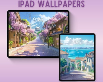 Ghibli inspired japanese street ipad wallpaper ipad background lofi tablet wallpaper studio ghibli art anime wallpaper whimsical wallpaper