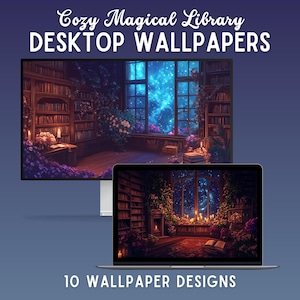 Cozy magical library desktop wallpaper velaris inspired wallpaper cozy laptop wallpaper library macbook wallpaper dark mac wallpaper