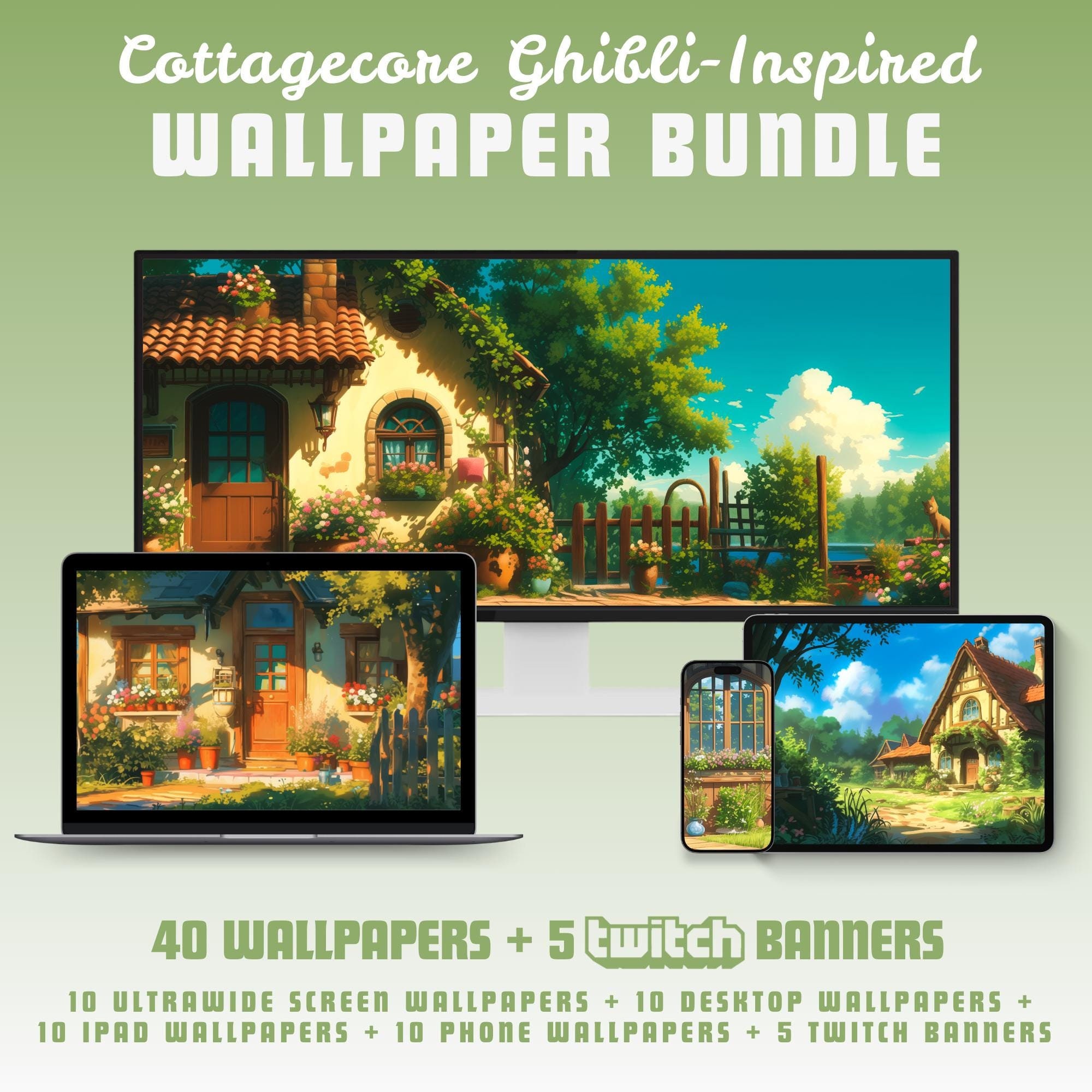 Cottagecore Wallpaper Studio Ghibli Desktop Wallpaper MacBook Wallpaper  Desktop Background Twitch Banner iPad Wallpaper Phone Background - Etsy, image size:2000x2000