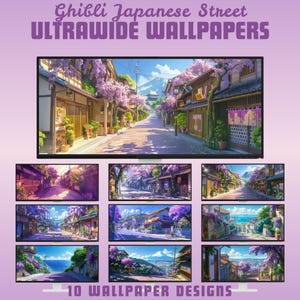 Fondo de pantalla ultraancho de calle japonesa inspirado en Ghibli, fondo de pantalla de estudio Ghibli, fondo de pantalla de anime, fondo de pantalla caprichoso